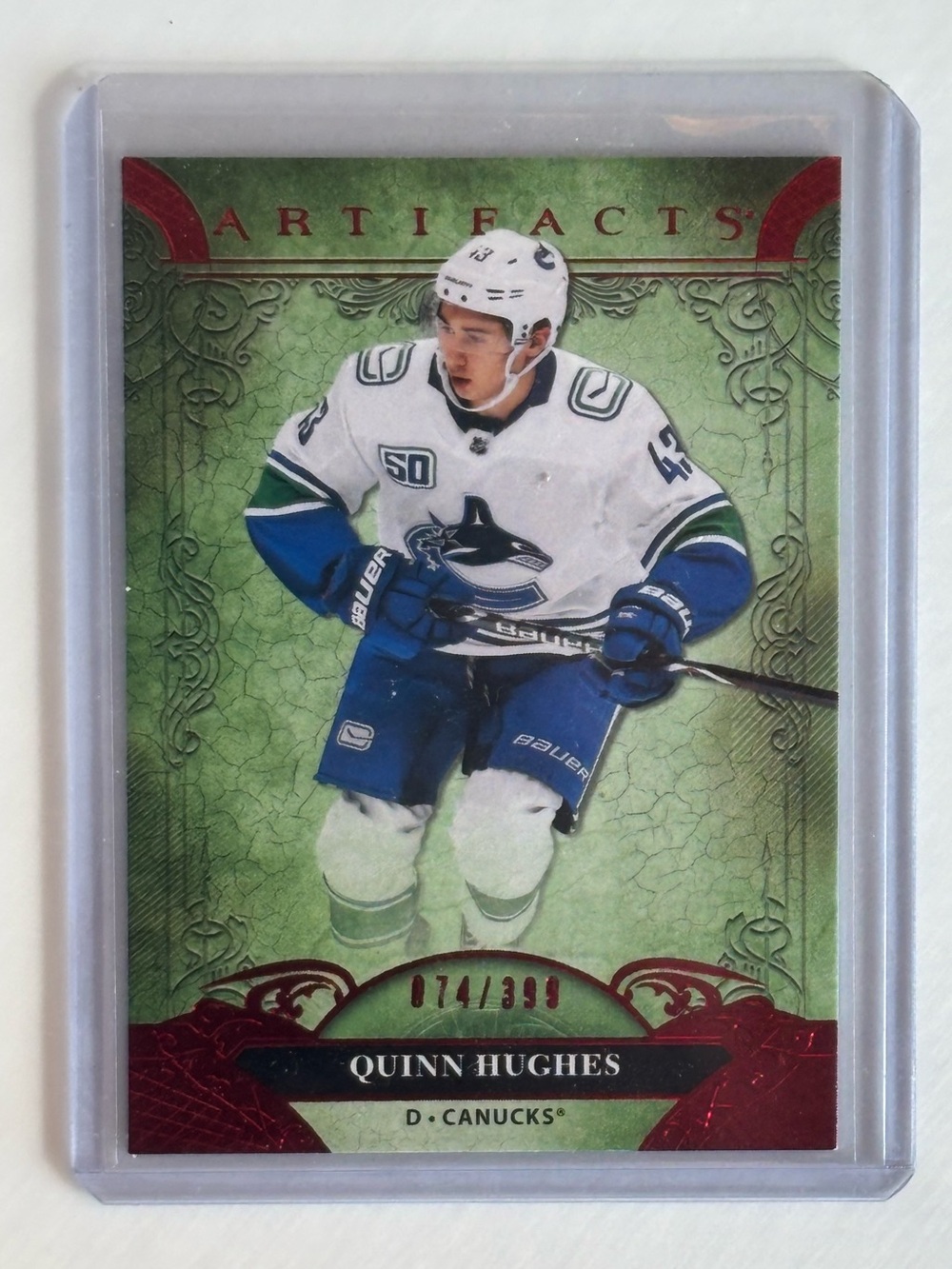 Quinn Hughes 2020-21 Upper Deck Artifacts Red /399 #103 Vancouver Canucks